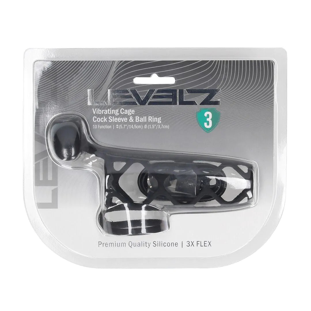 Levelz - Vibrierende Penishülle mit Hodenring schwarz