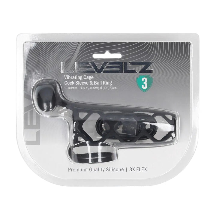 Levelz - Vibrierende Penishülle mit Hodenring schwarz
