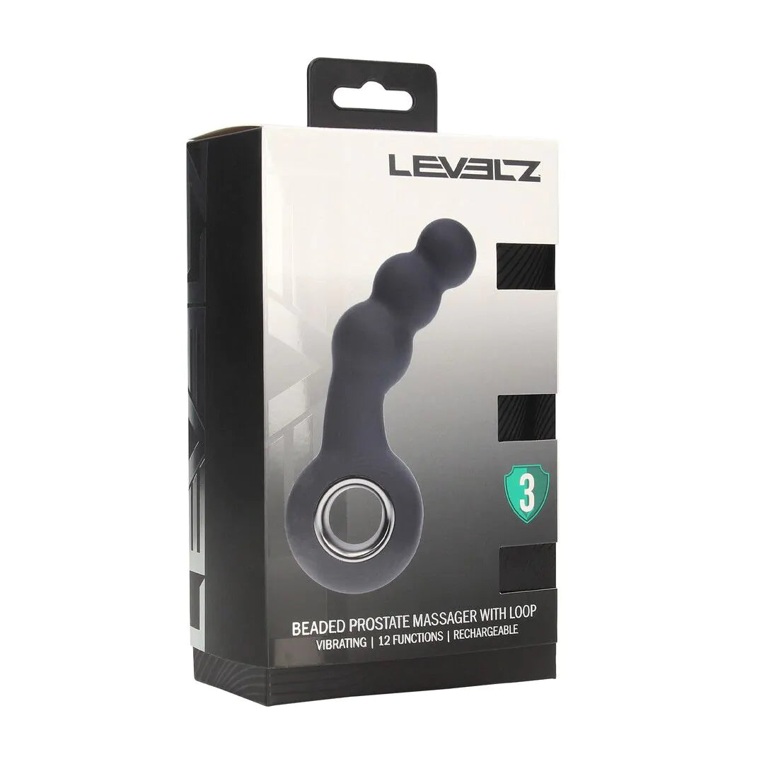 Levelz - Vibrierender Analplug mit 3 Kugeln und Zugring schwarz