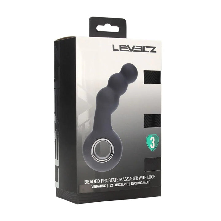 Levelz - Vibrierender Analplug mit 3 Kugeln und Zugring schwarz