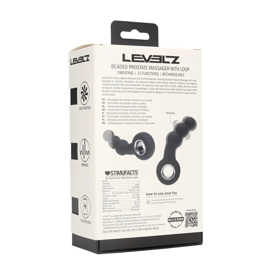 Levelz - Vibrierender Analplug mit 3 Kugeln und Zugring schwarz