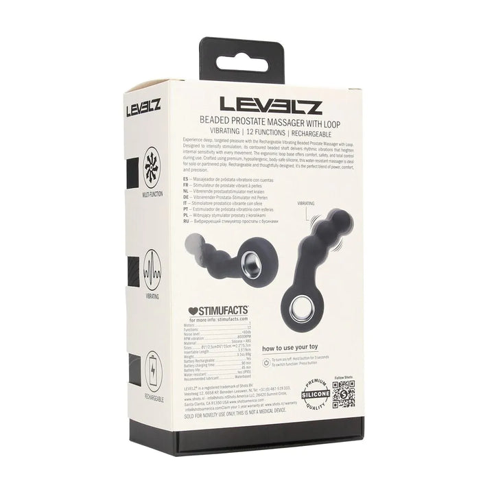Levelz - Vibrierender Analplug mit 3 Kugeln und Zugring schwarz