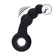 Levelz - Vibrierender Analplug mit 3 Kugeln und Zugring schwarz