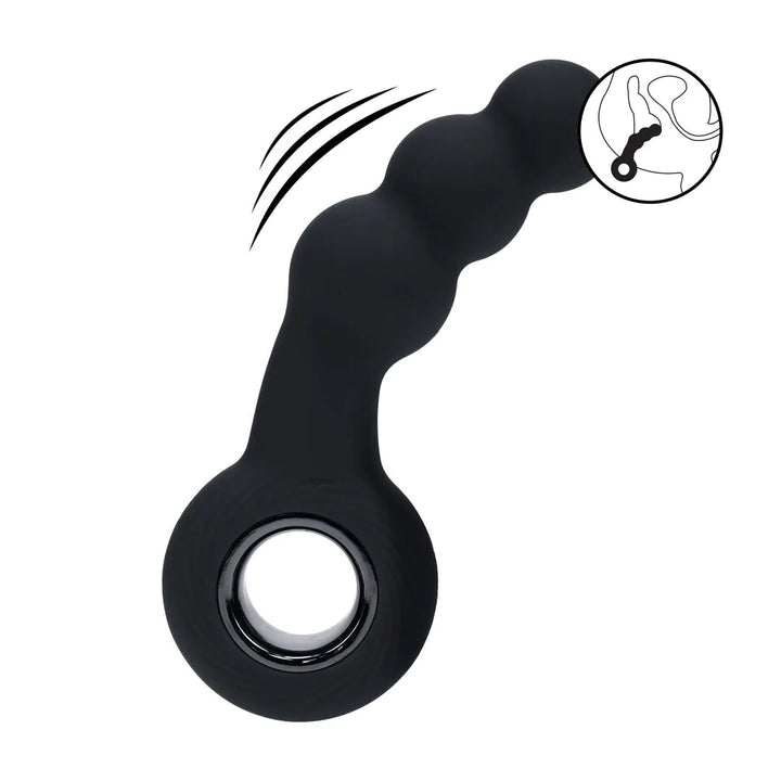 Levelz - Vibrierender Analplug mit 3 Kugeln und Zugring schwarz