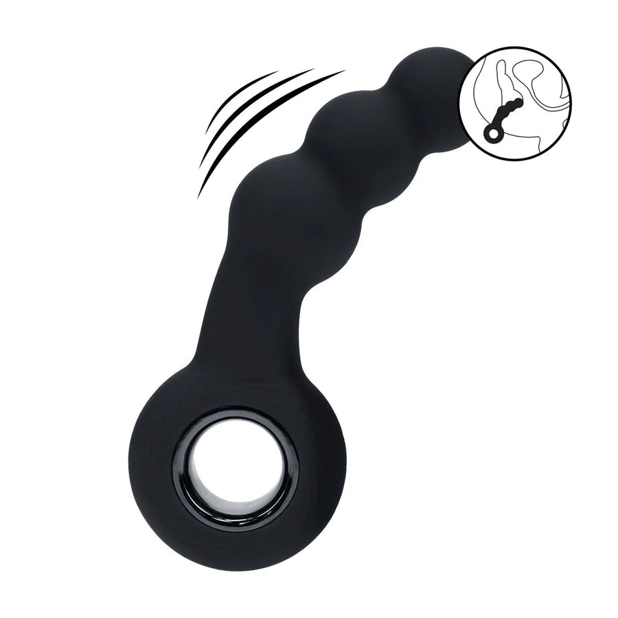 Levelz - Vibrierender Analplug mit 3 Kugeln und Zugring schwarz