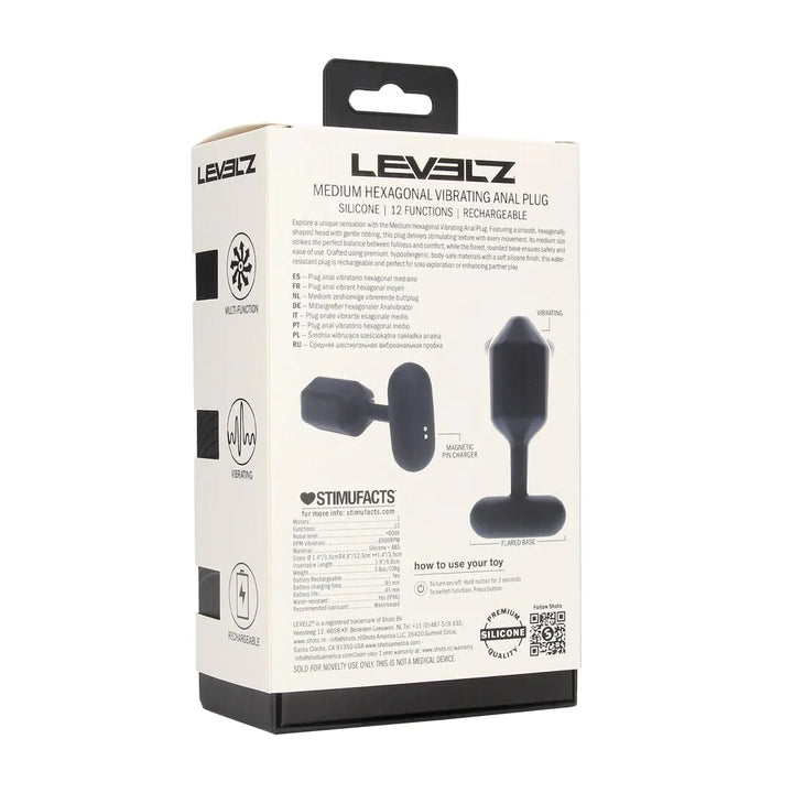 Levelz - Hexagonaler vibrierender Analplug M schwarz