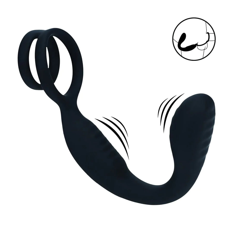 Levelz - Vibrierender Prostatastimulator mit Hoden- und Penisring schwarz