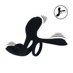 Levelz - Penisring mit Vaginal-, Klitoris- und Perineumsstimulator schwarz