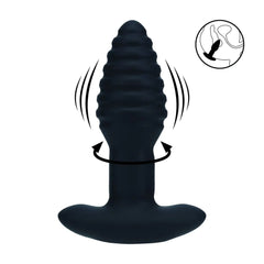 Levelz - Geriffelter Analplug mit Rotations- und Vibrationsfunktion schwarz