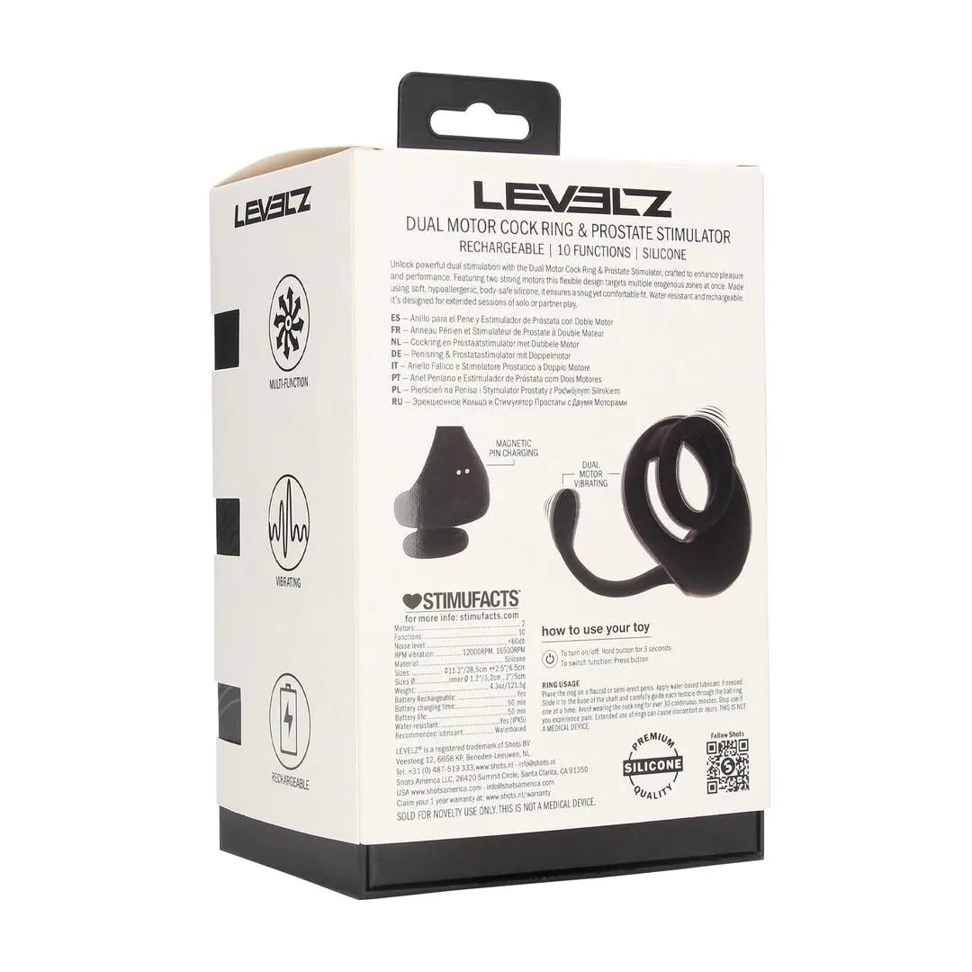 Dual-Motor Penisring mit Prostata-Stimulator wiederaufladbar schwarz | Levelz KinkySabine Dual-Motor Penisring mit Prostata-Stimulator wiederaufladbar schwarz | Levelz KinkySabine