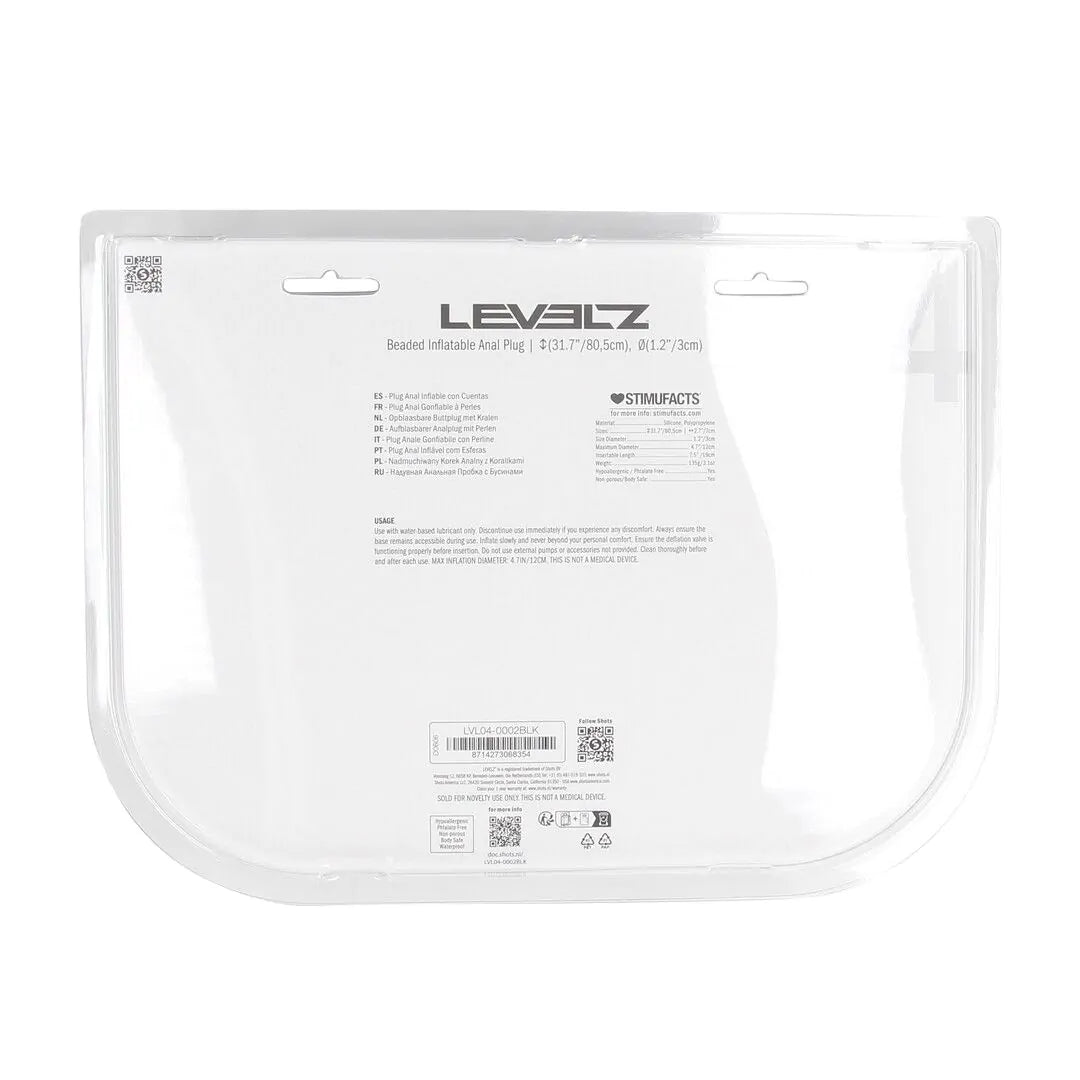 Levelz - Aufblasbarer Analplug mit 5 Perlen schwarzrz