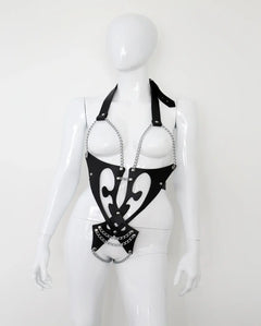 KinkySabine - Leder-Ketten Body "Amazone" schwarz