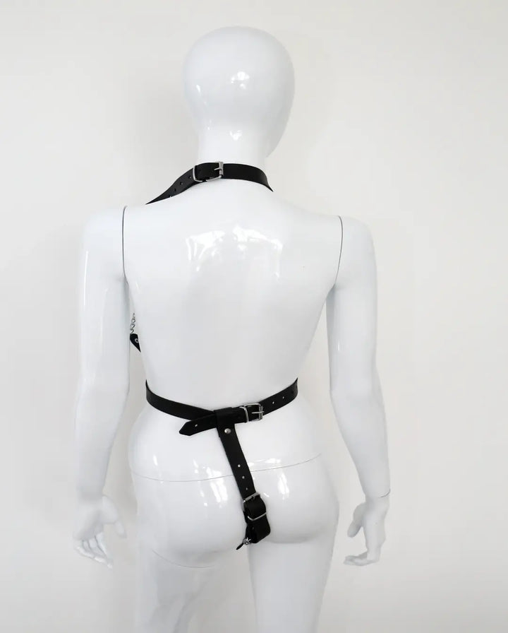 KinkySabine - Leder-Ketten Body "Amazone" schwarz