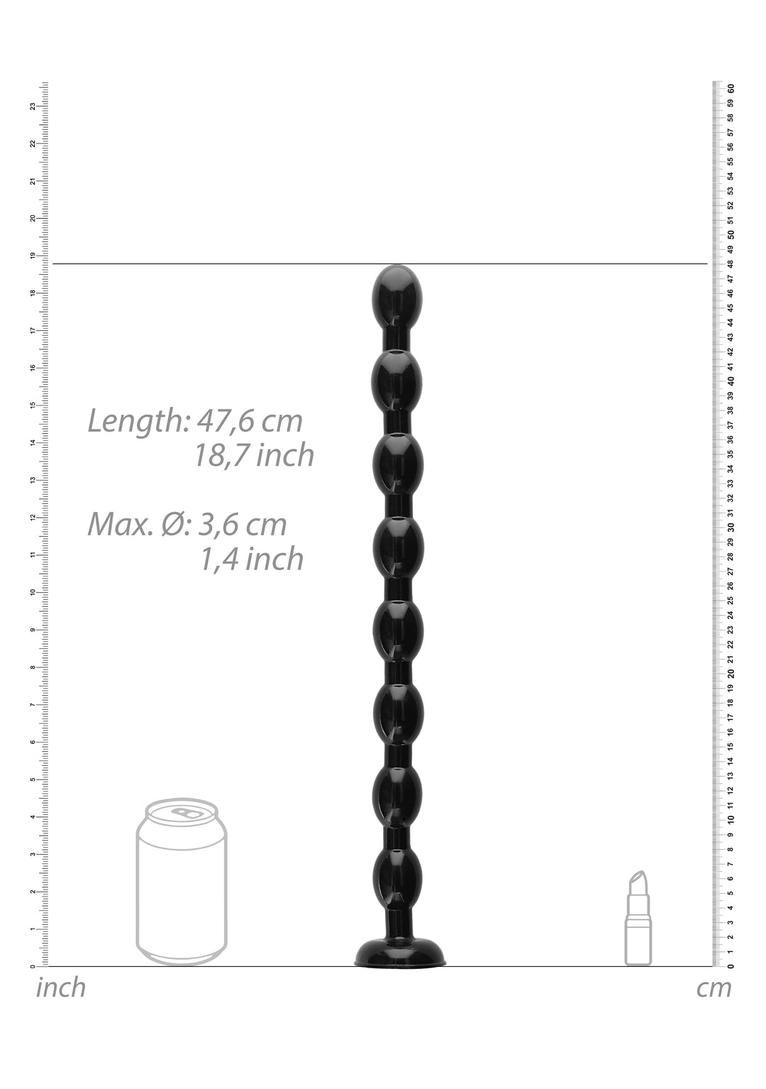 Ouch! - Analschlange "Perlen" 46 cm schwarz