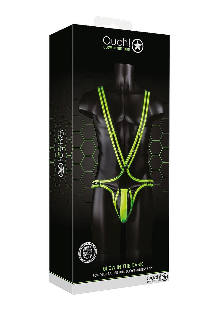 Ouch! Glow in the Dark - Body Leder Harness für Herrn