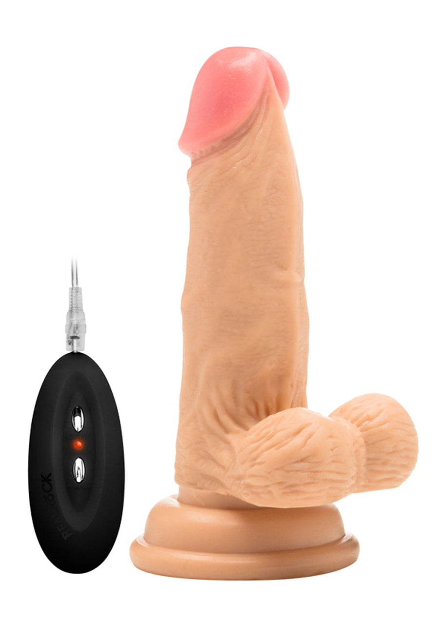 RealRock - vibrierender Dildo mit Hodensack 15,20cm haut