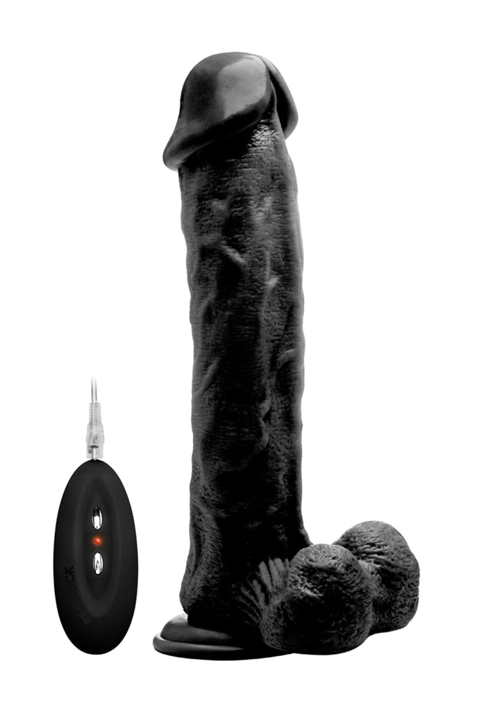 RealRock - vibrierender Dildo mit Hodensack 29,50cm schwarz