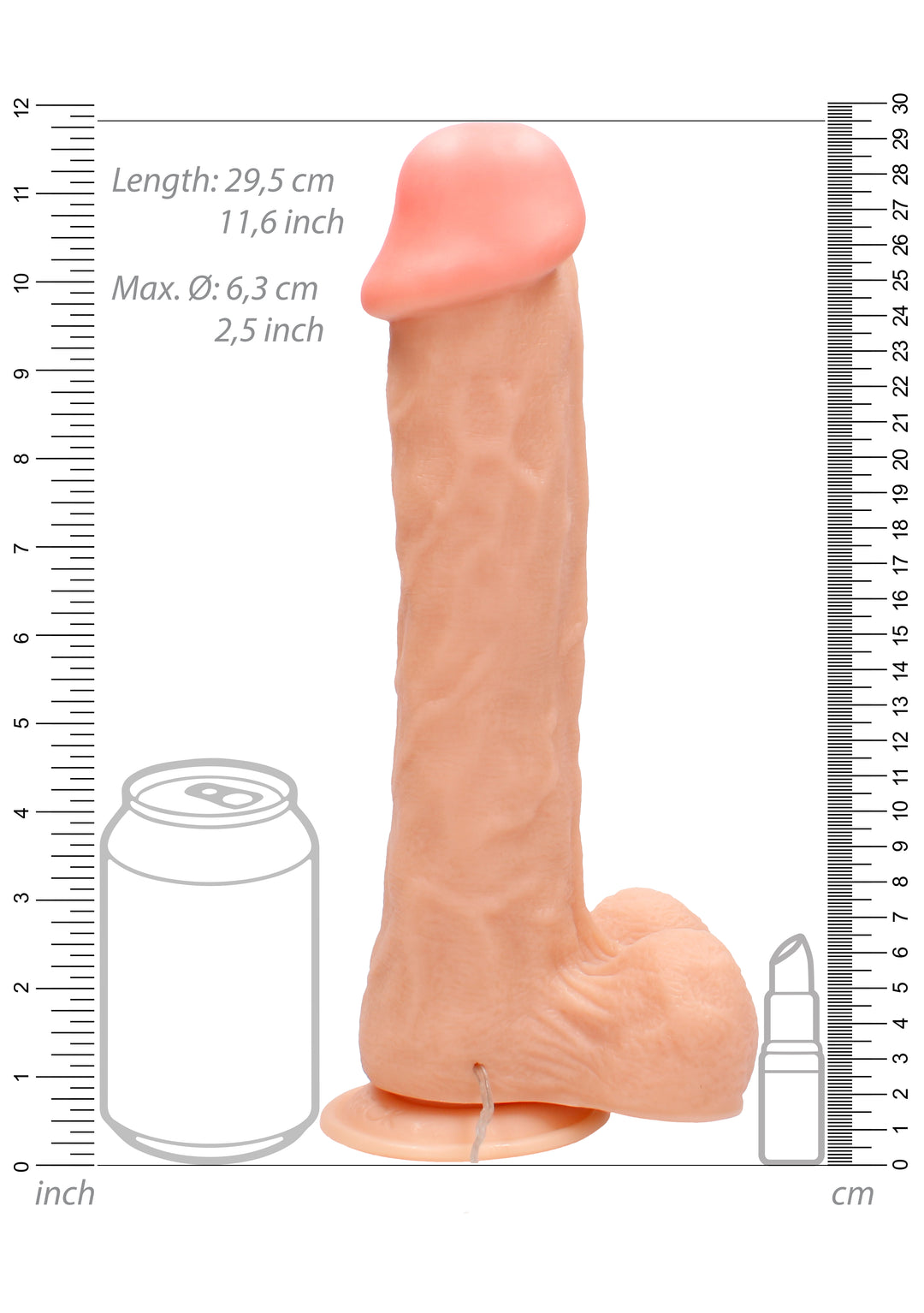 RealRock - vibrierender Dildo mit Hodensack 29,50cm haut