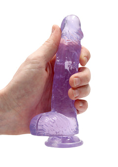 RealRock Dildo 15cm Lila mit Hodensack - Crystal Clear Einsteiger