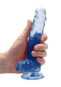 RealRock Dildo 17cm Blau mit Hodensack - Crystal Clear
