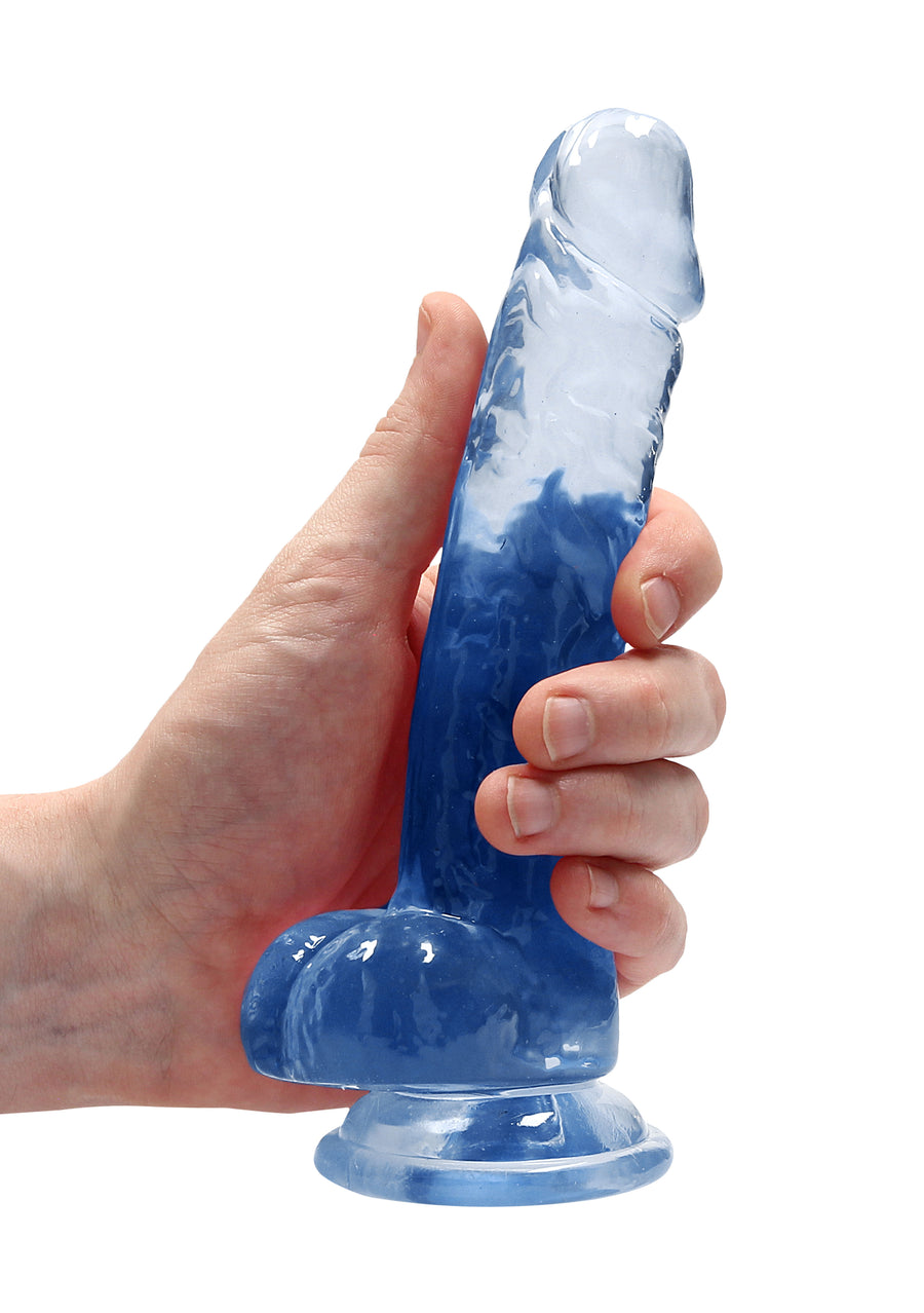 RealRock Dildo 17cm Blau mit Hodensack - Crystal Clear