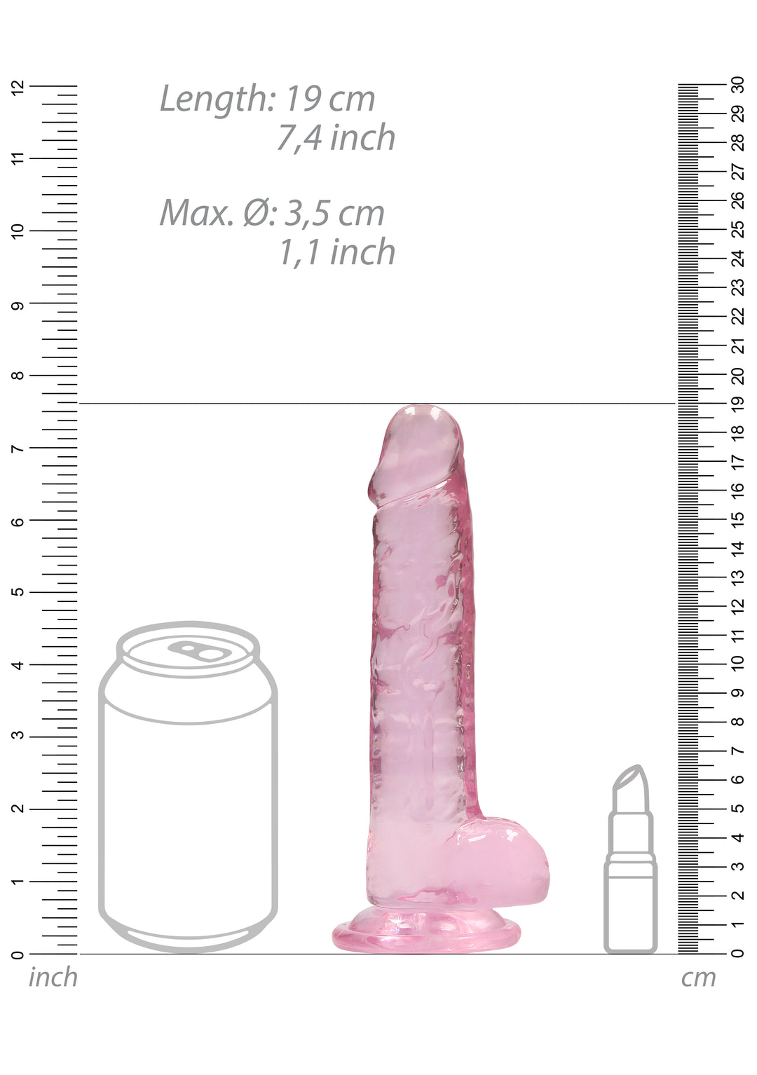 RealRock - Dildo 17 cm mit Hodensack pink