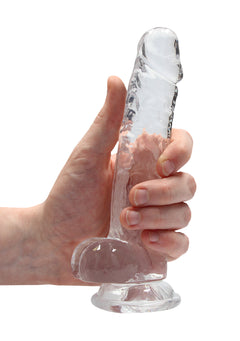 RealRock Dildo 17cm Klar mit Hodensack - Crystal Clear Realistisch