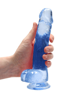 RealRock Dildo 21cm Blau mit Hodensack - Crystal Clear