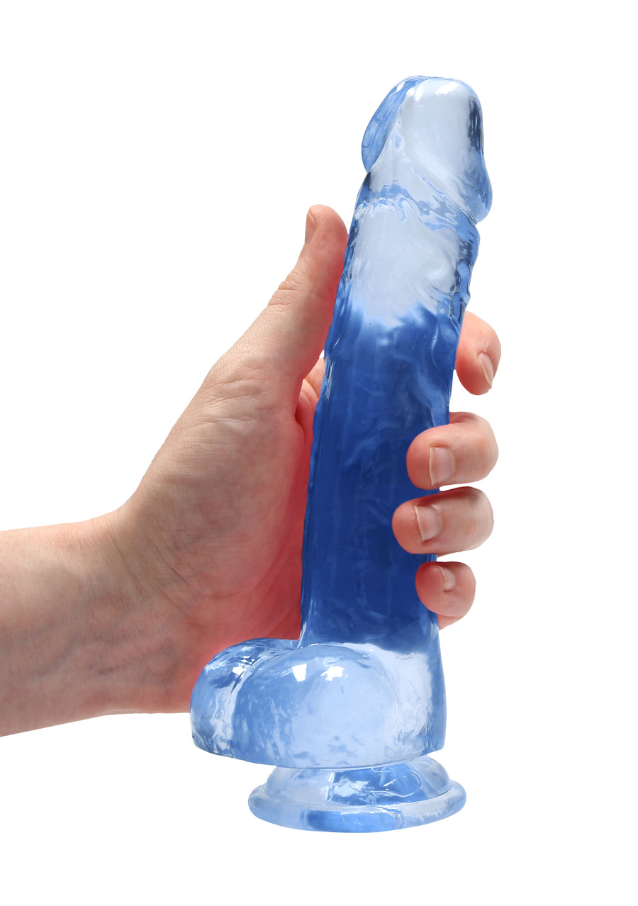 RealRock Dildo 21cm Blau mit Hodensack - Crystal Clear