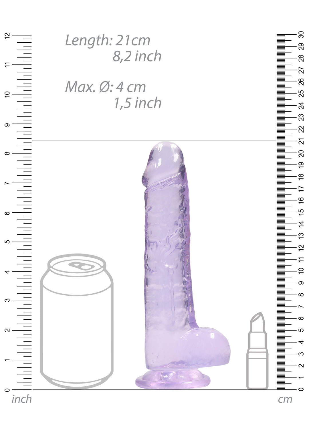 RealRock - Dildo 21 cm mit Hodensack lila