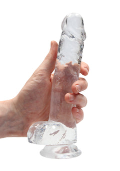 RealRock Dildo 21cm Klar mit Hodensack - Crystal Clear