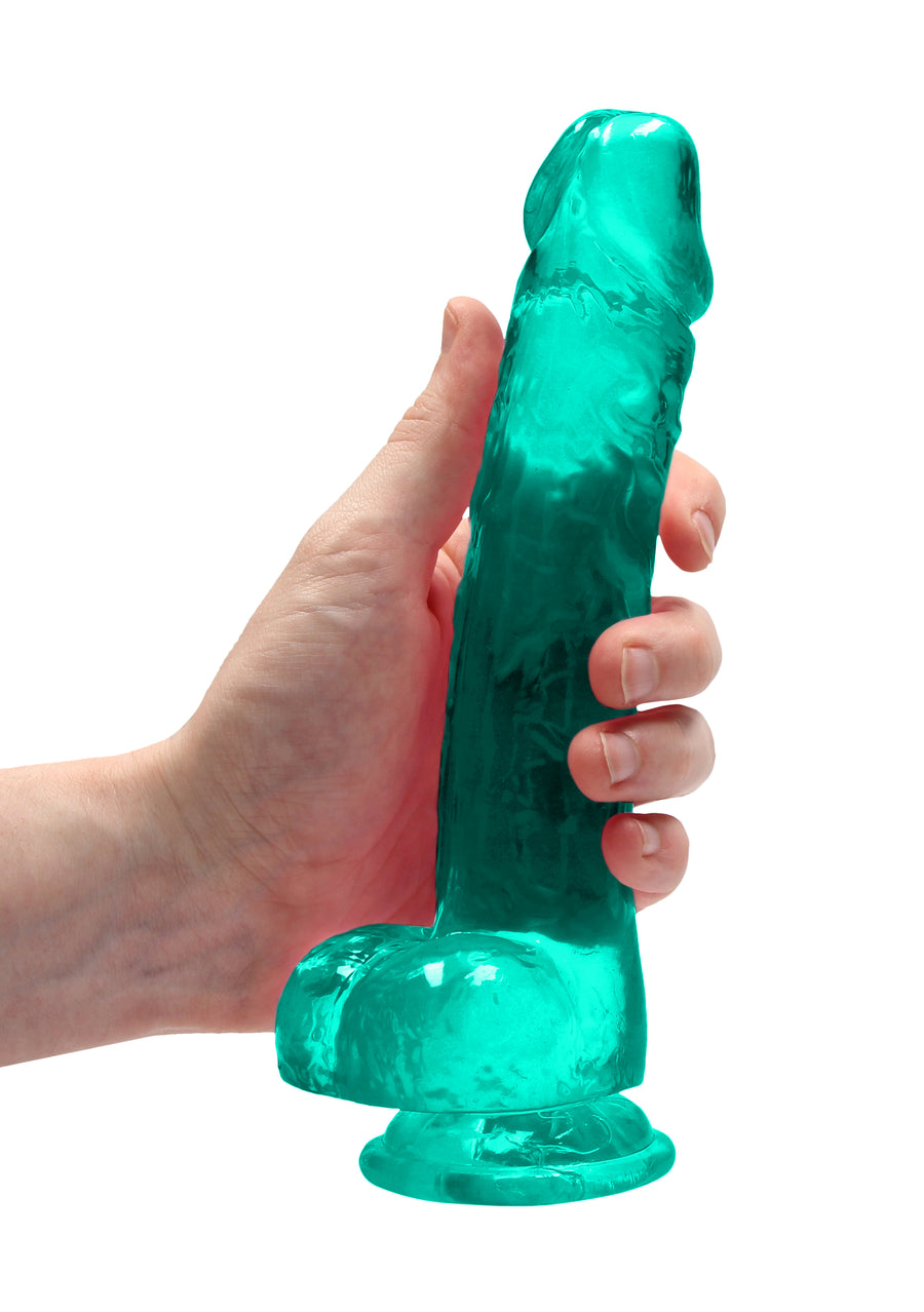 RealRock Dildo 21cm Grün mit Hodensack - Crystal Clear