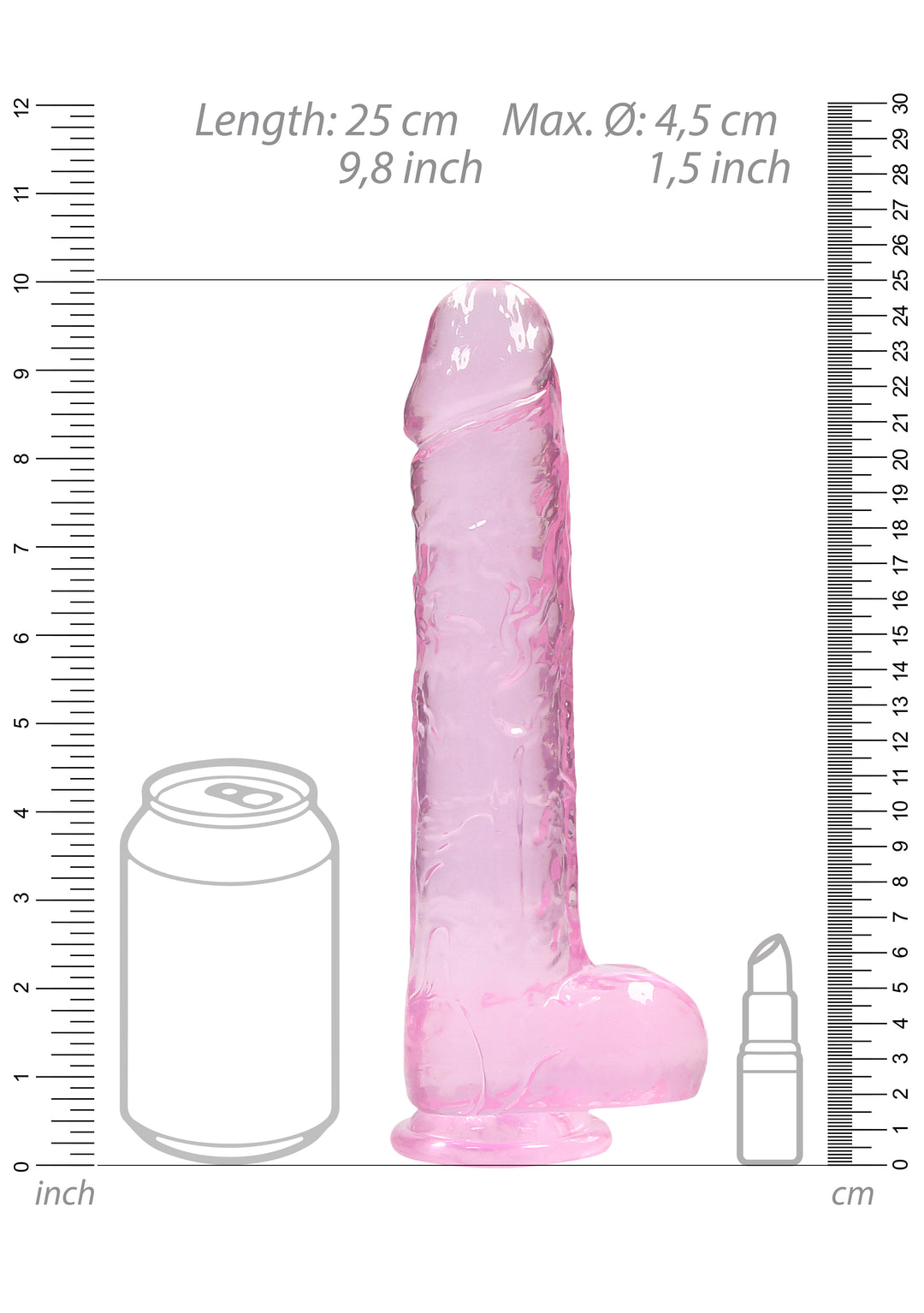 RealRock - Dildo 23 cm mit Hodensack pink