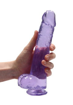 RealRock - Dildo 23,00 cm Lila mit Hodensack - Crystal Clear XXL