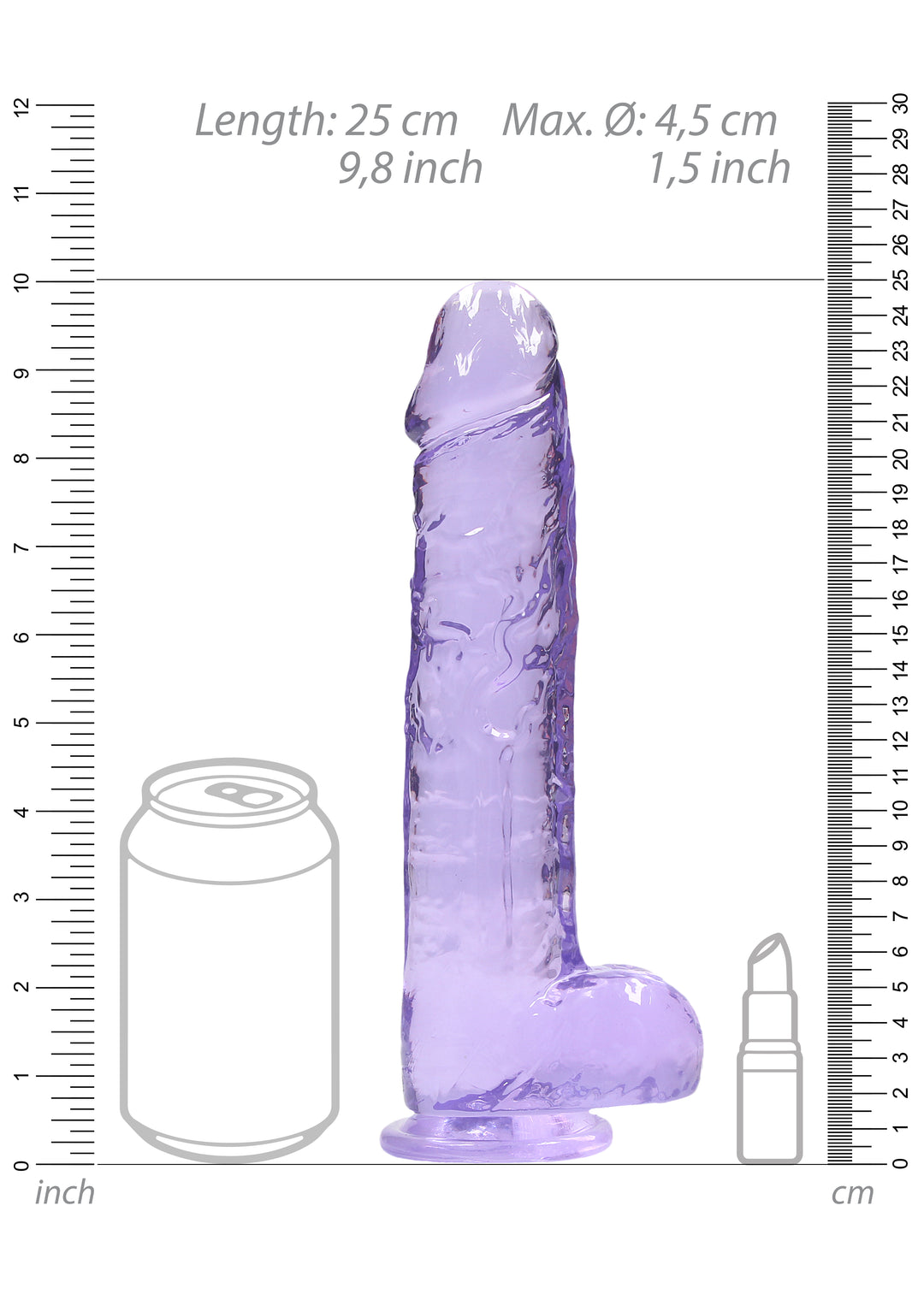 RealRock - Dildo 23 cm mit Hodensack lila