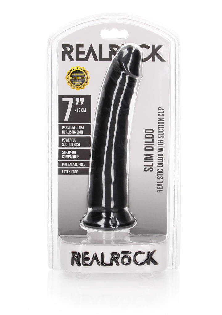 RealRock - Dildo gekrümmt Ultra Realistic Skin 18,00cm schwarz