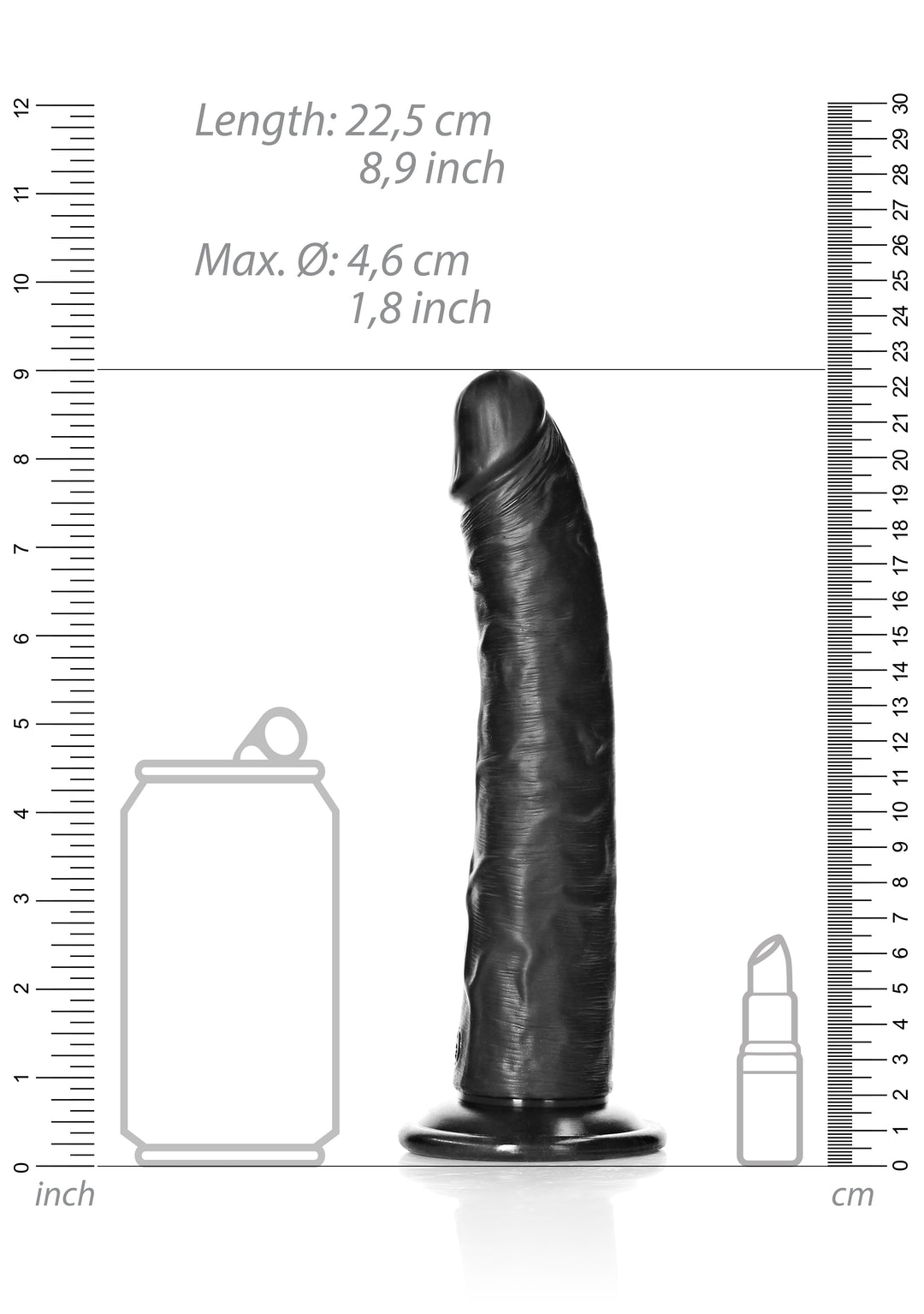 RealRock - Dildo gekrümmt Ultra Realistic Skin 20,50cm schwarz