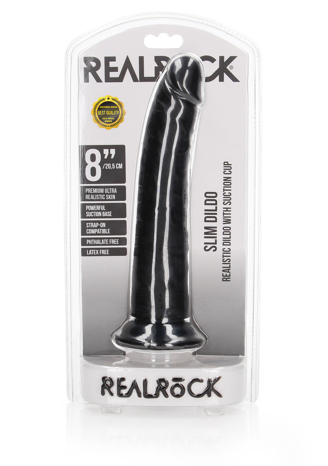 RealRock - Dildo gekrümmt Ultra Realistic Skin 20,50cm schwarz