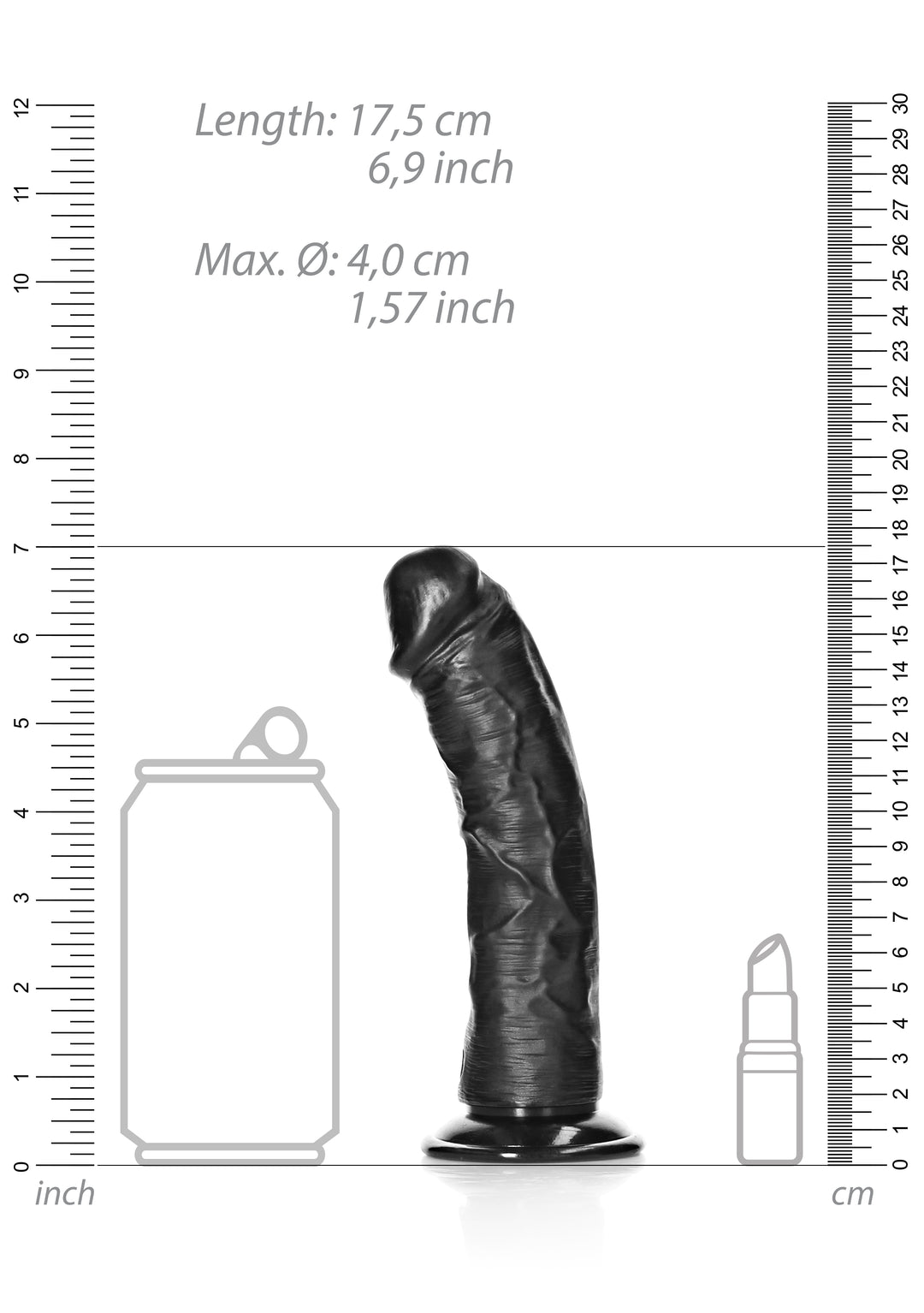 RealRock - Dildo gekrümmt Ultra Realistic Skin 15,50cm schwarz