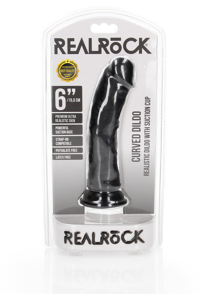 RealRock - Dildo gekrümmt Ultra Realistic Skin 15,50cm schwarz