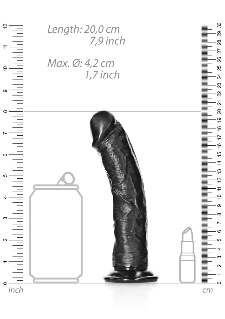 RealRock - Dildo gekrümmt ohne Hodensack Ultra Realistic Skin 18,00cm schwarz