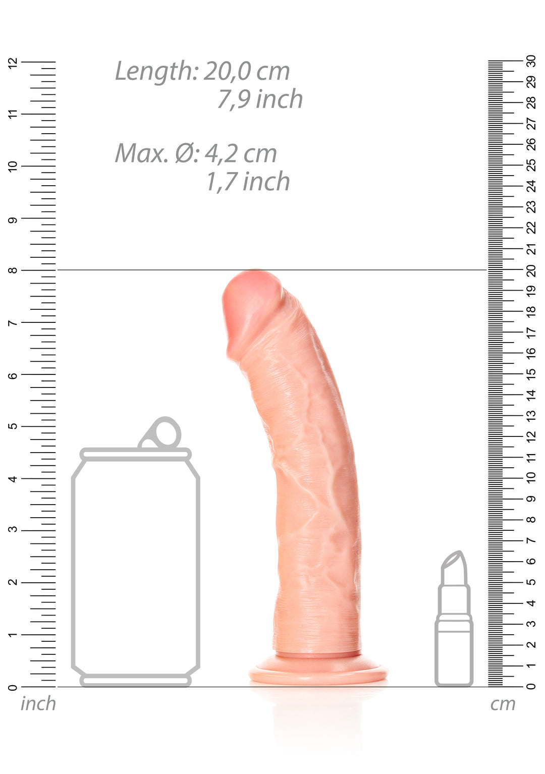 RealRock - Dildo gekrümmt ohne Hodensack Ultra Realistic Skin 18,00cm haut