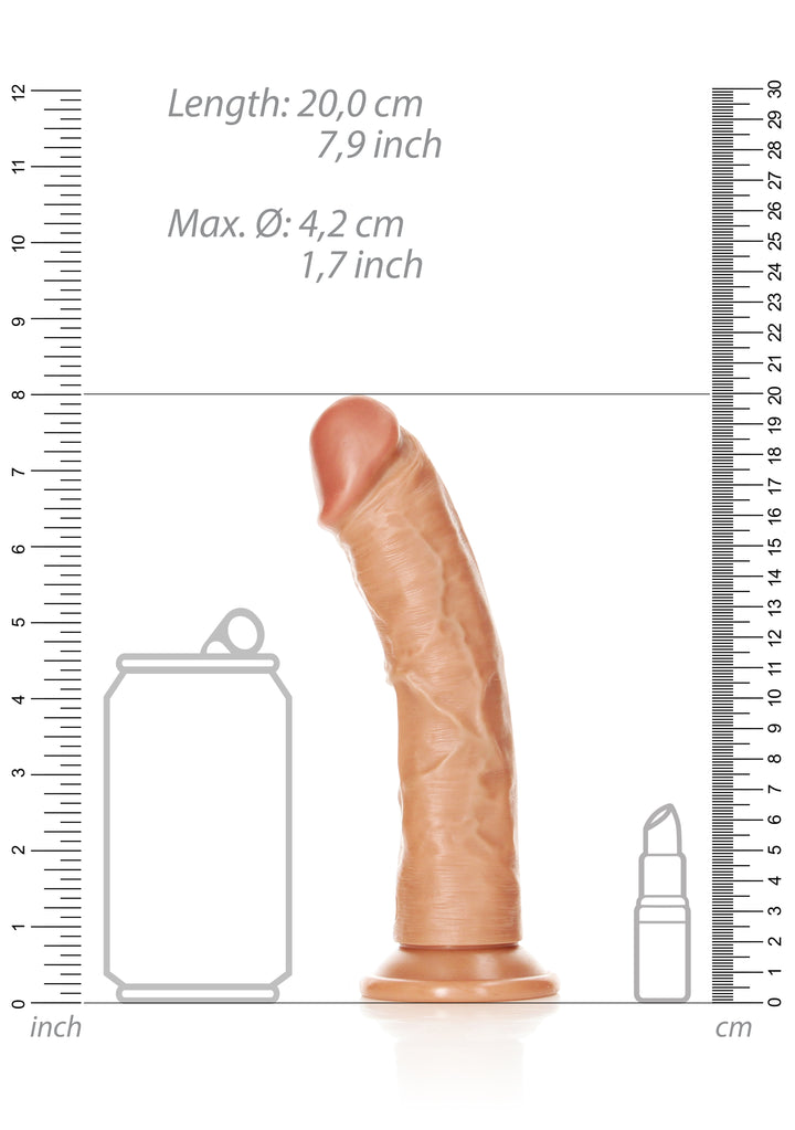 RealRock - Dildo gekrümmt ohne Hodensack Ultra Realistic Skin 18,00cm braun