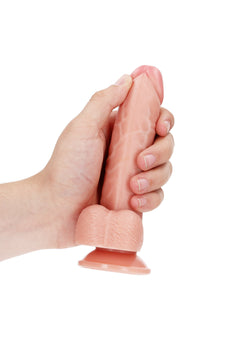 RealRock - Dildo gekrümmt mit Hodensack 17,00 cm haut