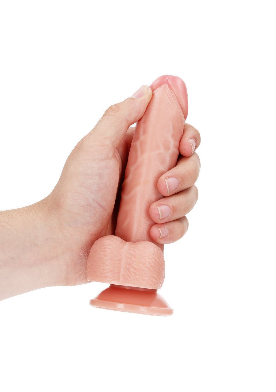 RealRock - Dildo gekrümmt mit Hodensack 17,00 cm haut