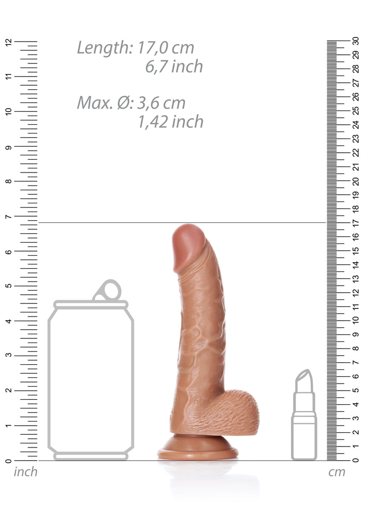 RealRock - Dildo gekrümmt mit Hodensack 17,00cm braun