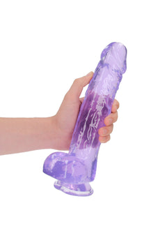 RealRock Dildo 25,40cm Lila mit Hodensack - Crystal Clear XXL