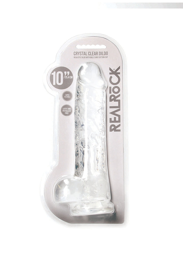 RealRock - realistischer Dildo mit Hodensack 25,40 cm klar