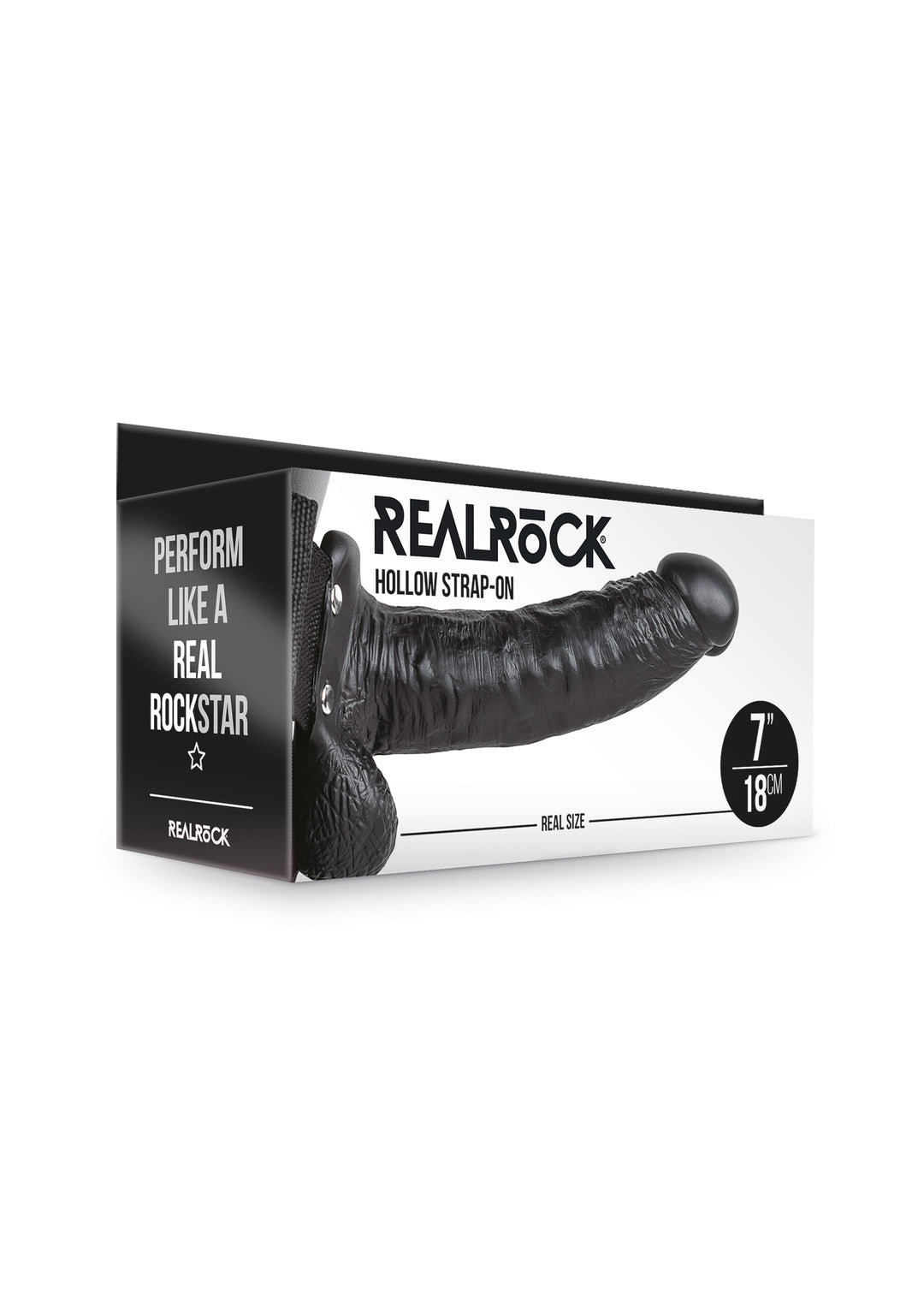 RealRock - hohler Strap-On 18cm schwarz