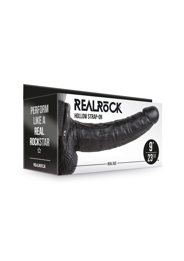 RealRock - hohler Strap-On 23cm schwarz